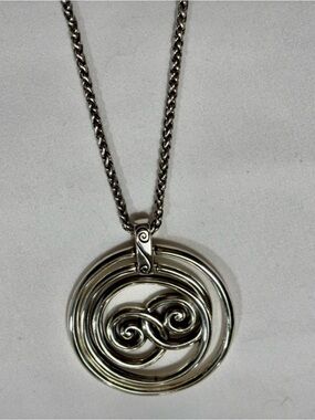 Brighton Rock N Twirl Pendant Necklace Silver Plated Rare Retired 15-17”